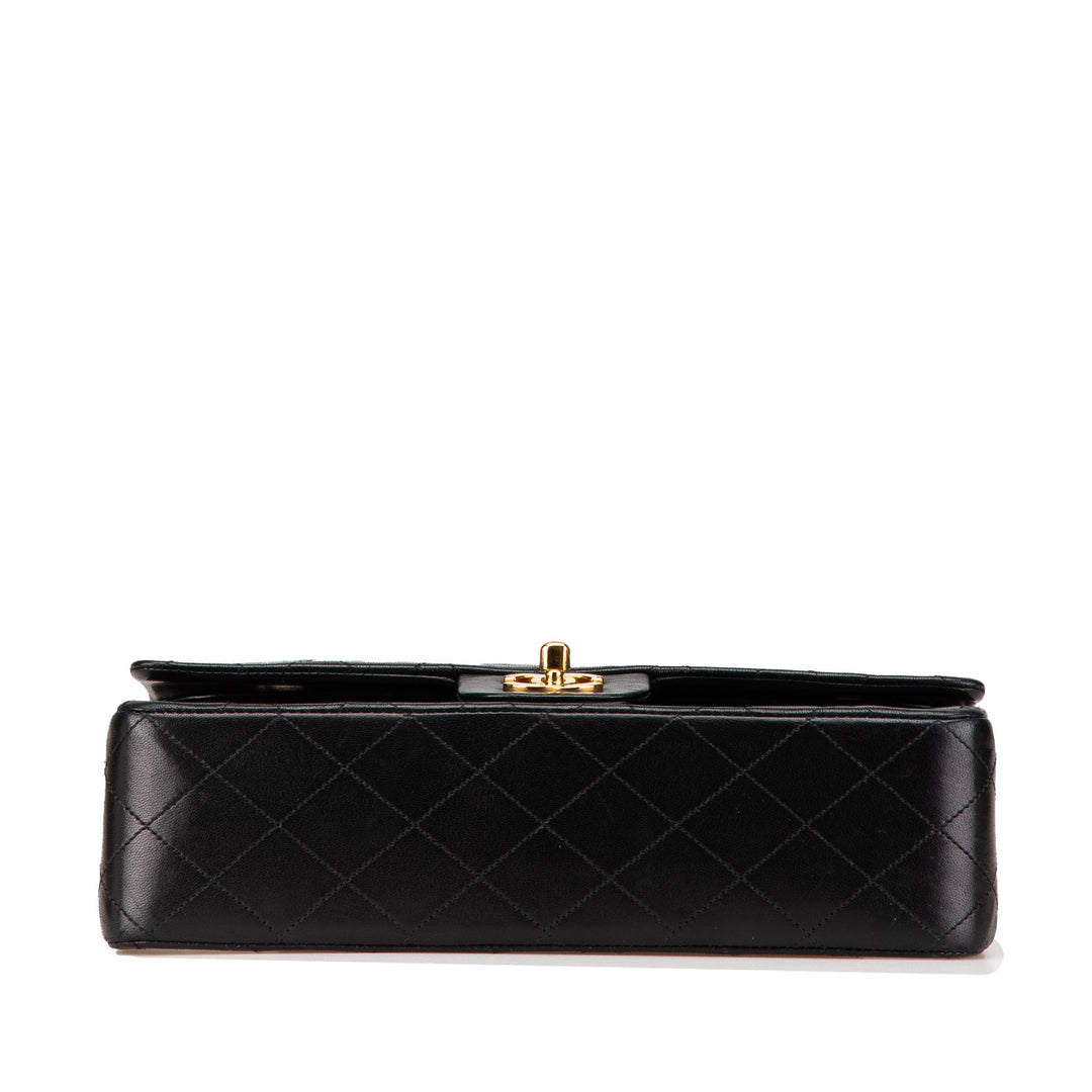 Medium Classic Lambskin Double Flap Black - Gaby Paris