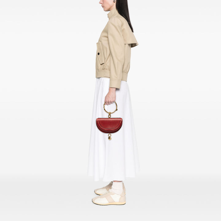 Chloé Bracelet Nile Mini Cuir de veau Rouge – vue 6 – GABY PARIS