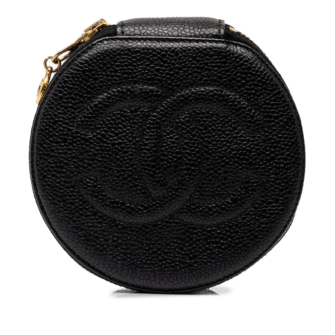 Travel Rond Jewelry Étui Cuir caviar Noir
