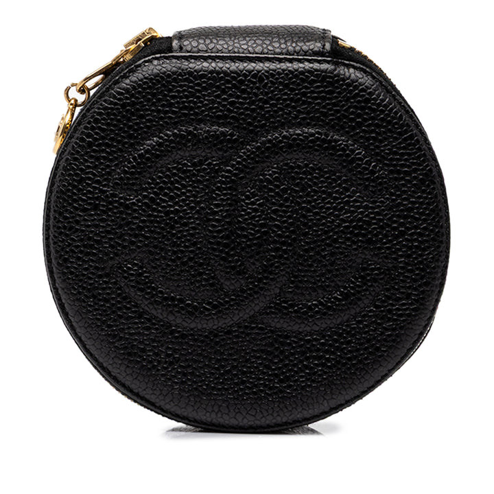 Travel Rond Jewelry Étui Cuir caviar Noir