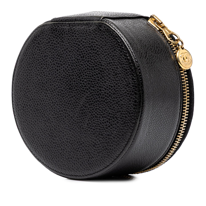 Travel Rond Jewelry Étui Cuir caviar Noir