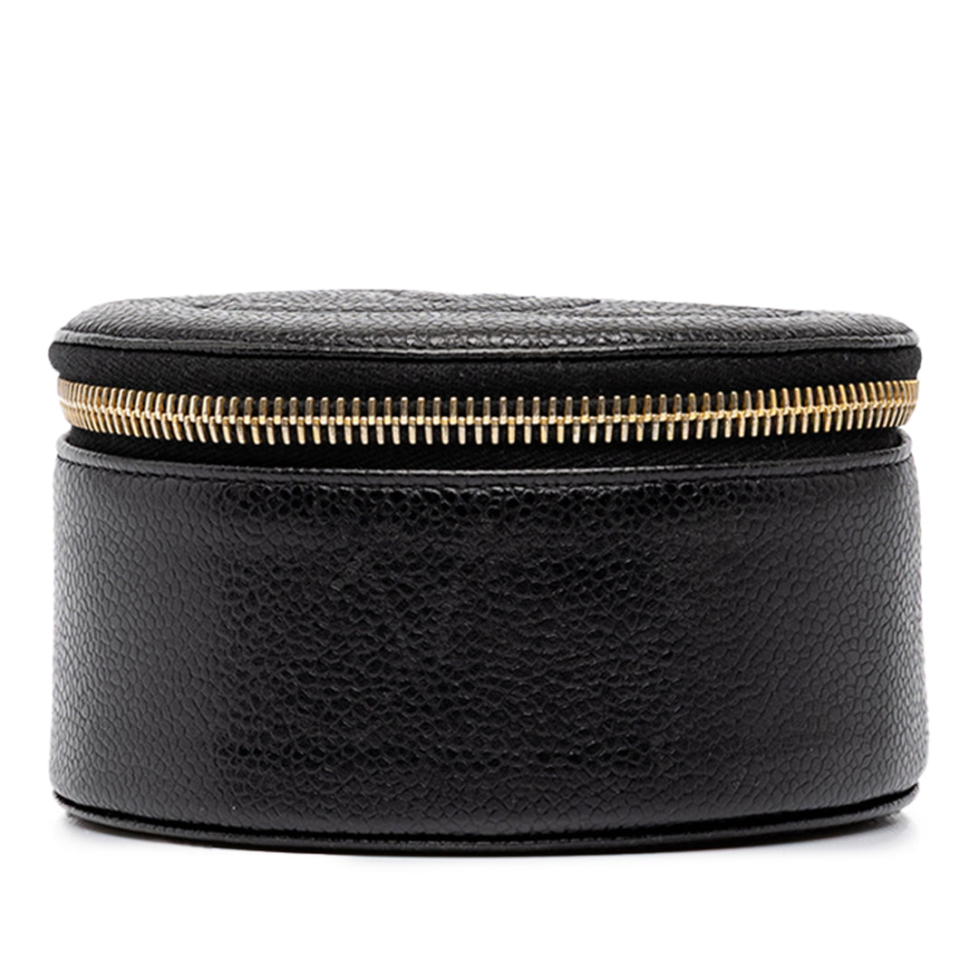 Travel Rond Jewelry Étui Cuir caviar Noir