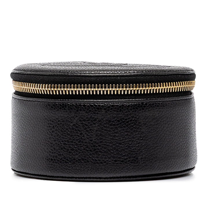 Travel Rond Jewelry Étui Cuir caviar Noir