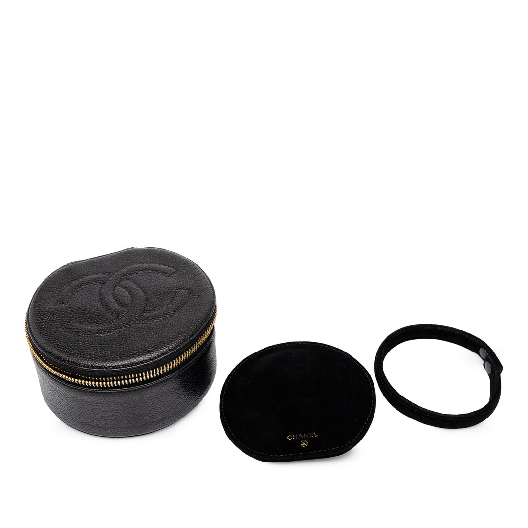 Travel Rond Jewelry Étui Cuir caviar Noir