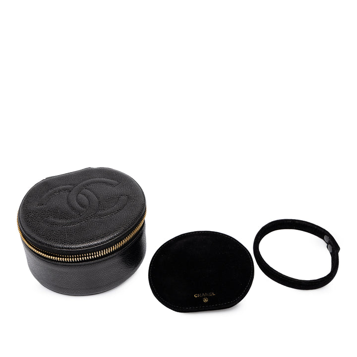 Travel Rond Jewelry Étui Cuir caviar Noir