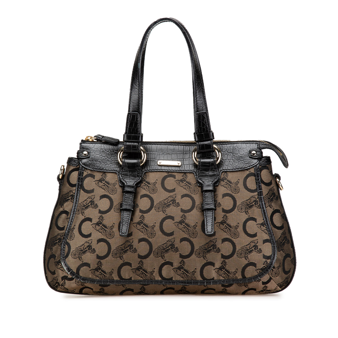 C Carriage Canvas Satchel Brown - Gaby Paris