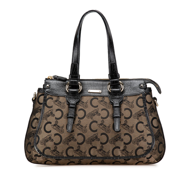 C Carriage Canvas Satchel Brown - Gaby Paris