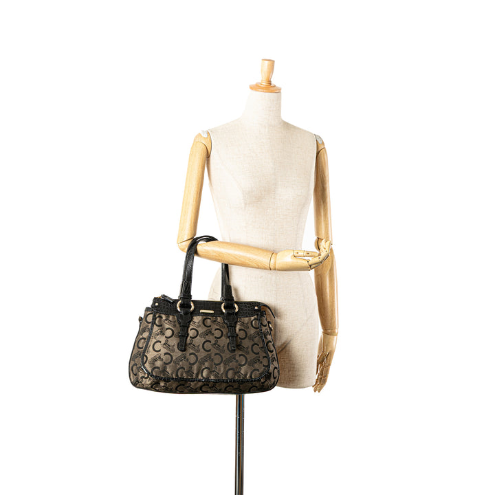 C Carriage Canvas Satchel Brown - Gaby Paris