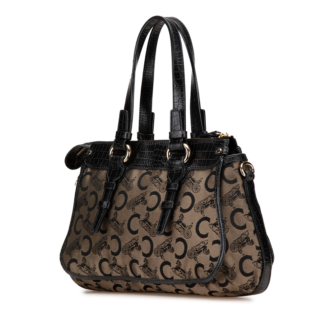 C Carriage Canvas Satchel Brown - Gaby Paris