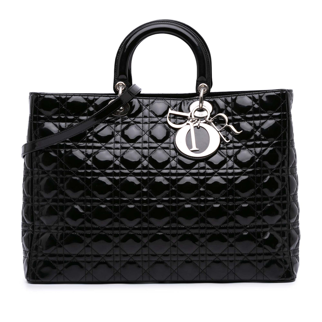 Extra Large Patent Cannage Lady Dior Black - Gaby Paris