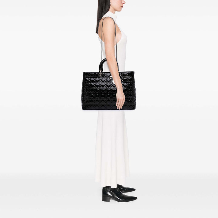 Extra Large Patent Cannage Lady Dior Black - Gaby Paris