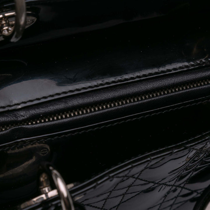 Extra Large Patent Cannage Lady Dior Black - Gaby Paris