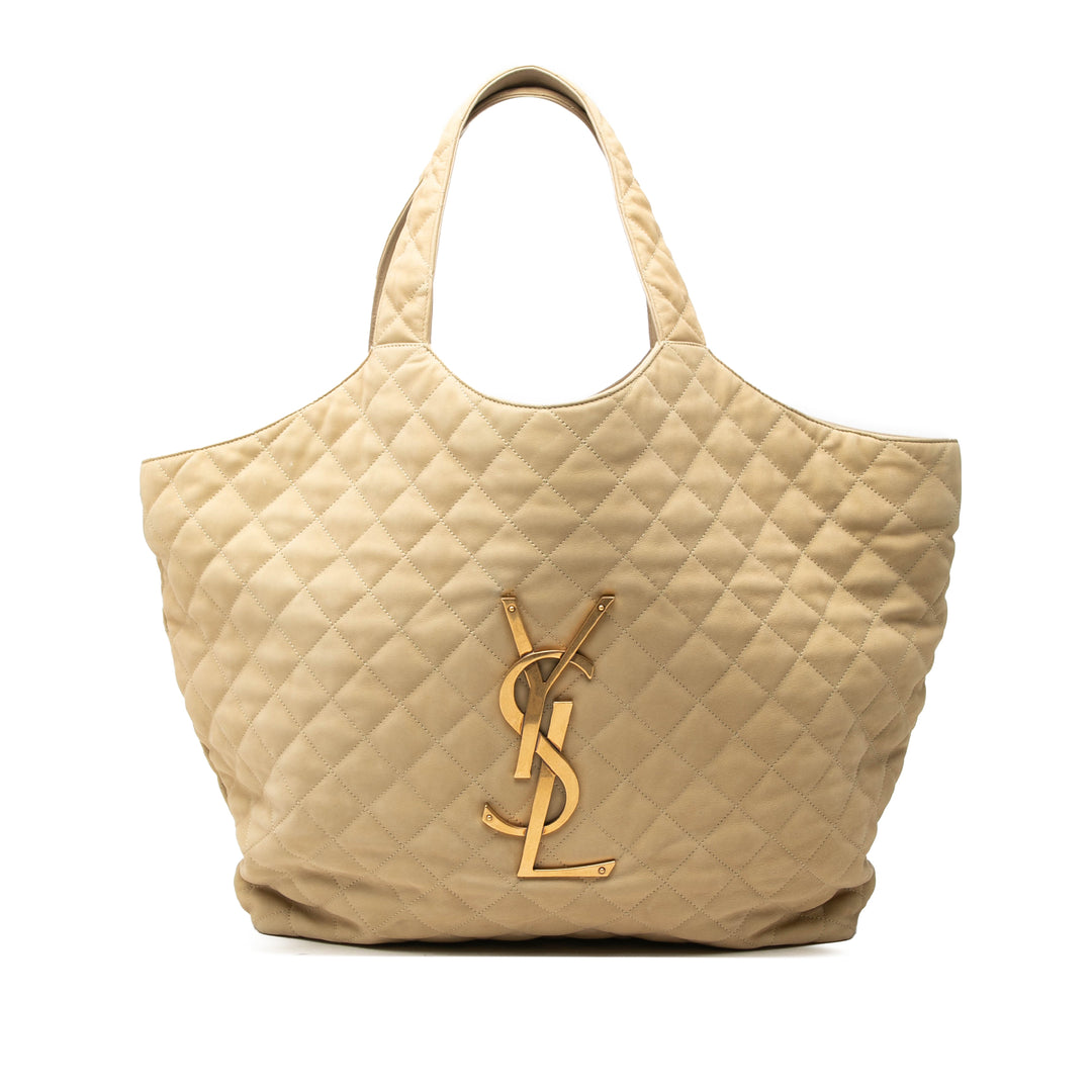 Saint Laurent Matelassé Nubuck Icare Cabas Maxi Marron – vue principale – GABY PARIS