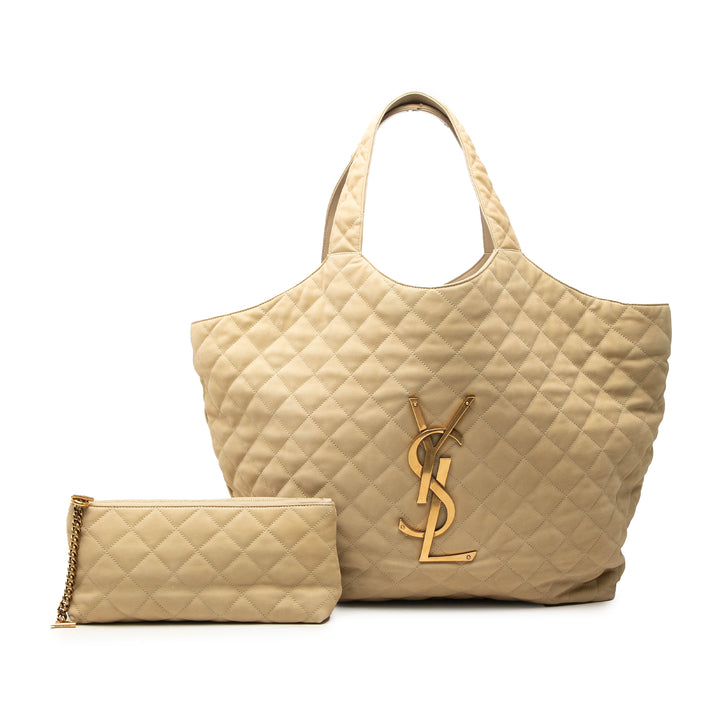 Saint Laurent Matelassé Nubuck Icare Cabas Maxi Marron – vue 7 – GABY PARIS