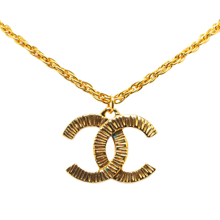 Gold Plated CC Logo Pendant Necklace Gold - Gaby Paris