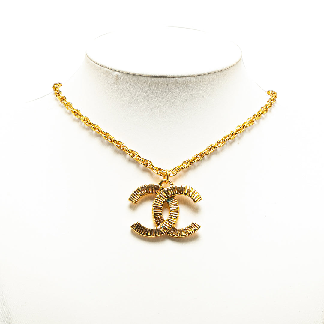 Gold Plated CC Logo Pendant Necklace Gold - Gaby Paris