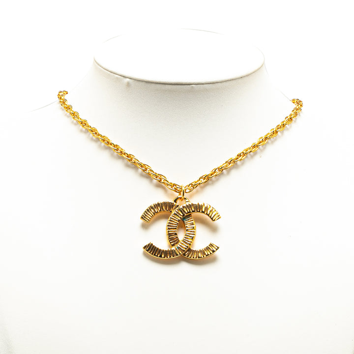 Gold Plated CC Logo Pendant Necklace Gold - Gaby Paris