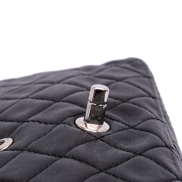 Medium Classic Washed Lambskin Bijoux Chain Double Flap Black - Gaby Paris
