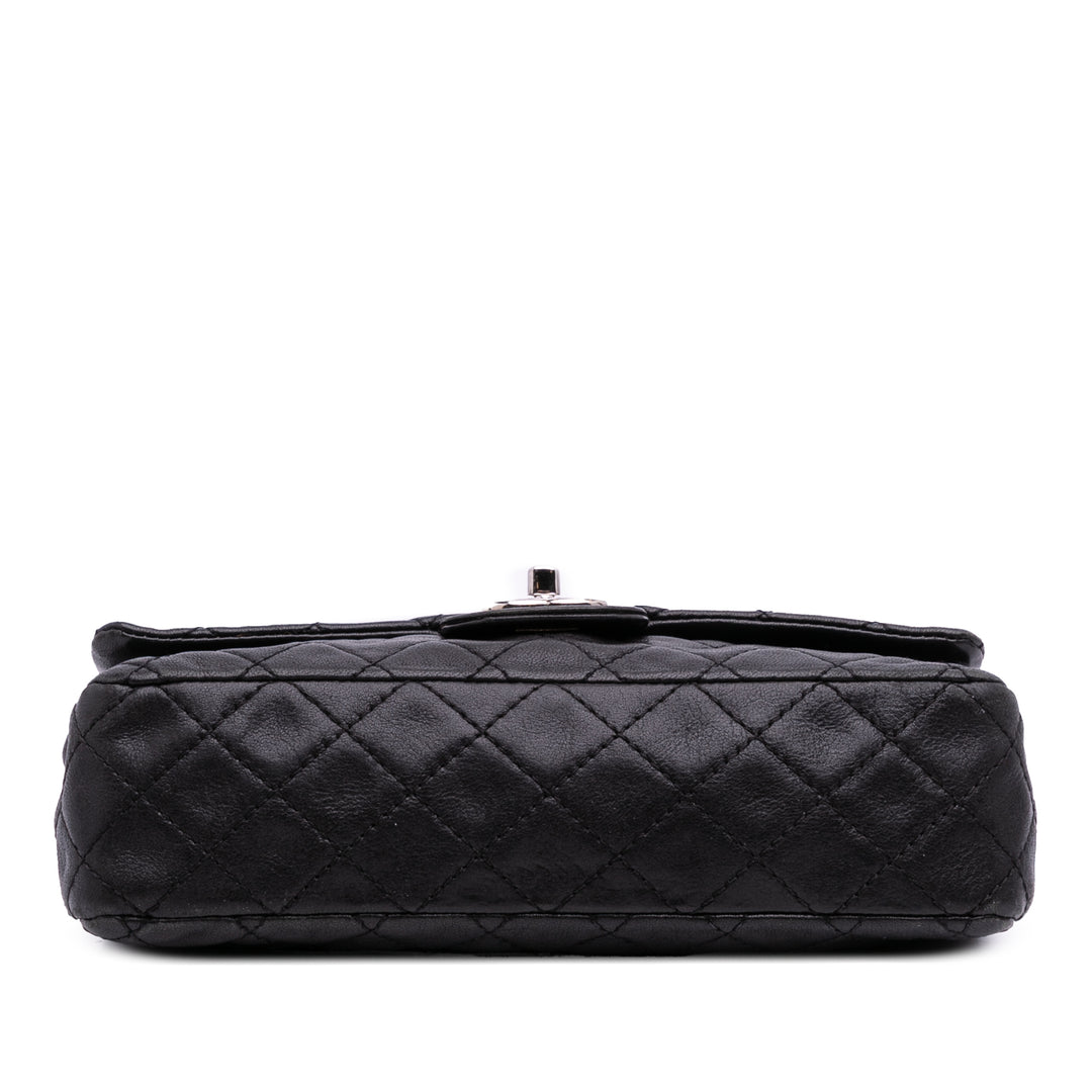 Medium Classic Washed Lambskin Bijoux Chain Double Flap Black - Gaby Paris
