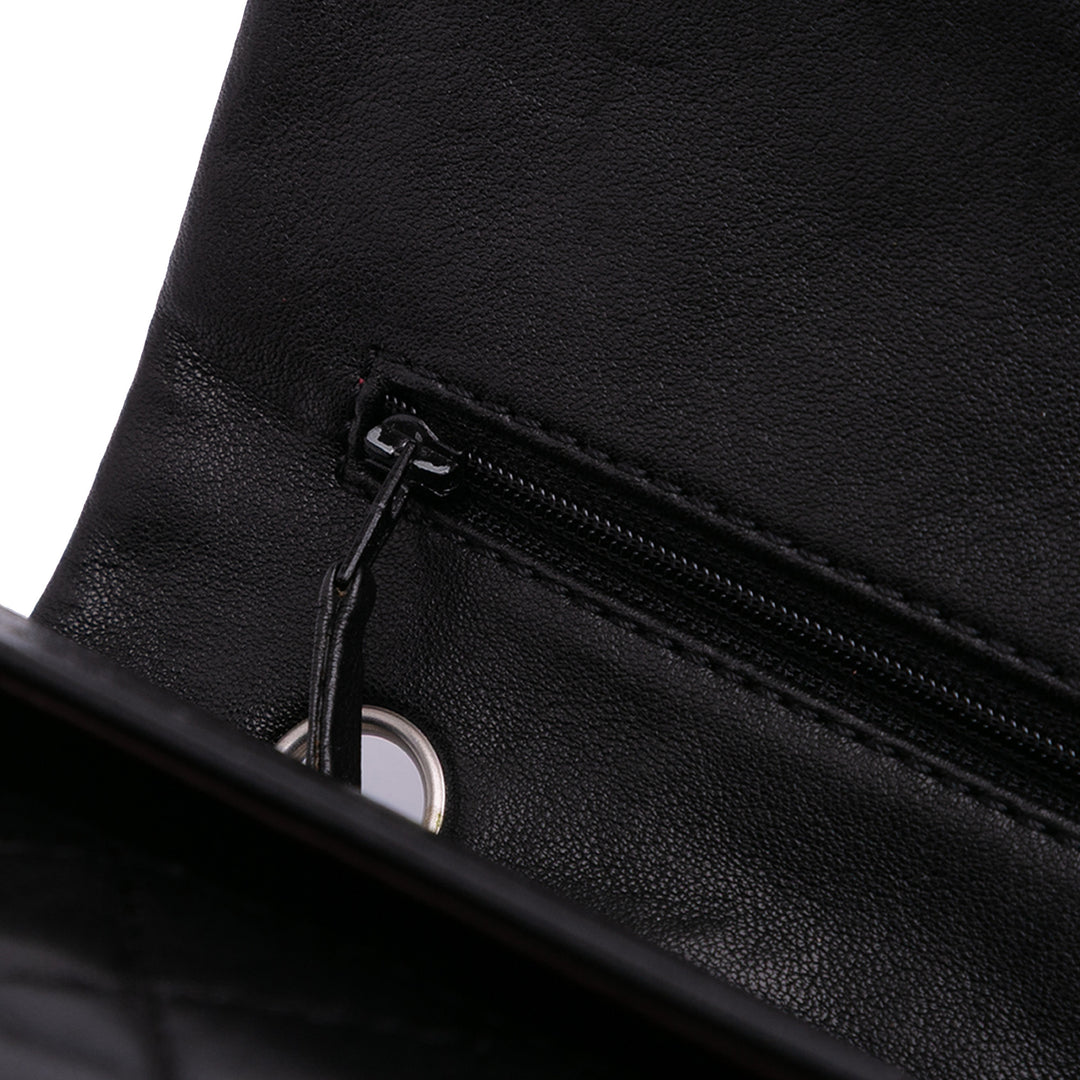 Medium Classic Washed Lambskin Bijoux Chain Double Flap Black - Gaby Paris