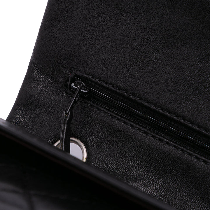 Medium Classic Washed Lambskin Bijoux Chain Double Flap Black - Gaby Paris