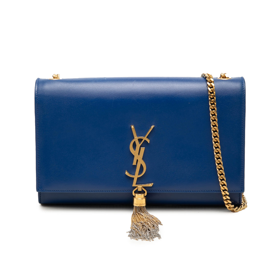 Saint Laurent Medium Smooth Cuir de veau Monogram Kate Pompon Sac porté croisé