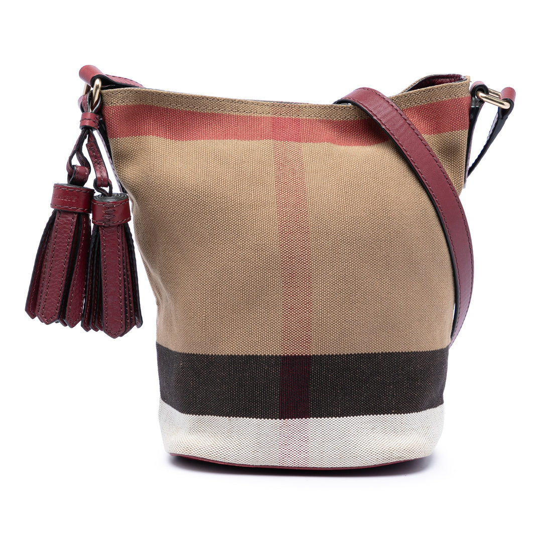 Mega Check Ashby Pompon Sac seau Mini Marron