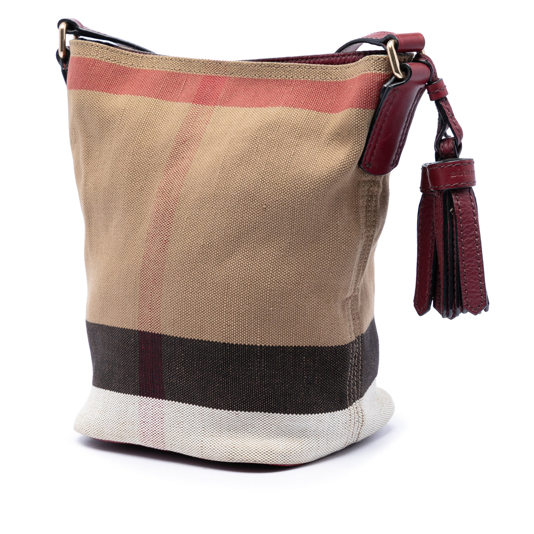 Mega Check Ashby Pompon Sac seau Mini Marron