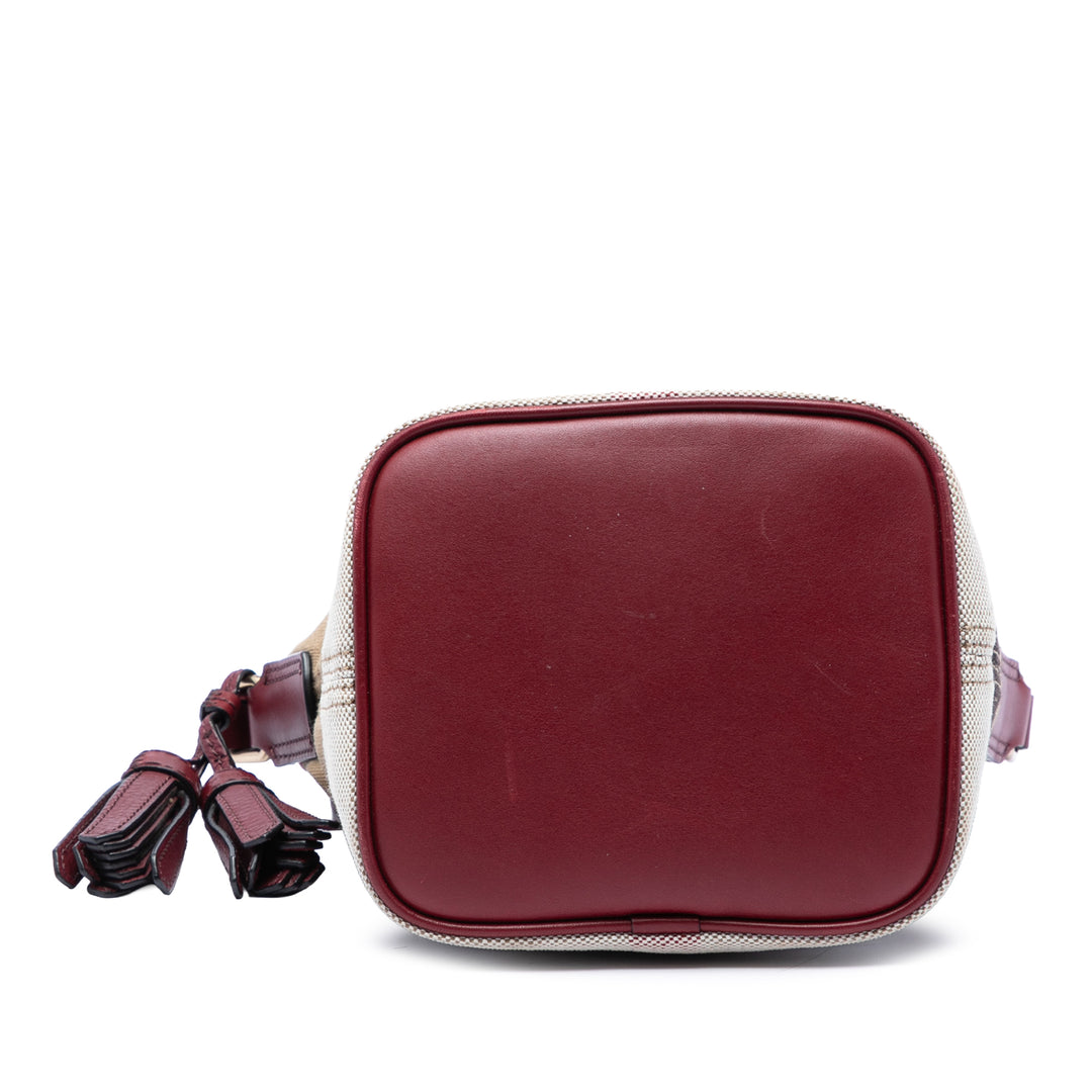 Mega Check Ashby Pompon Sac seau Mini Marron