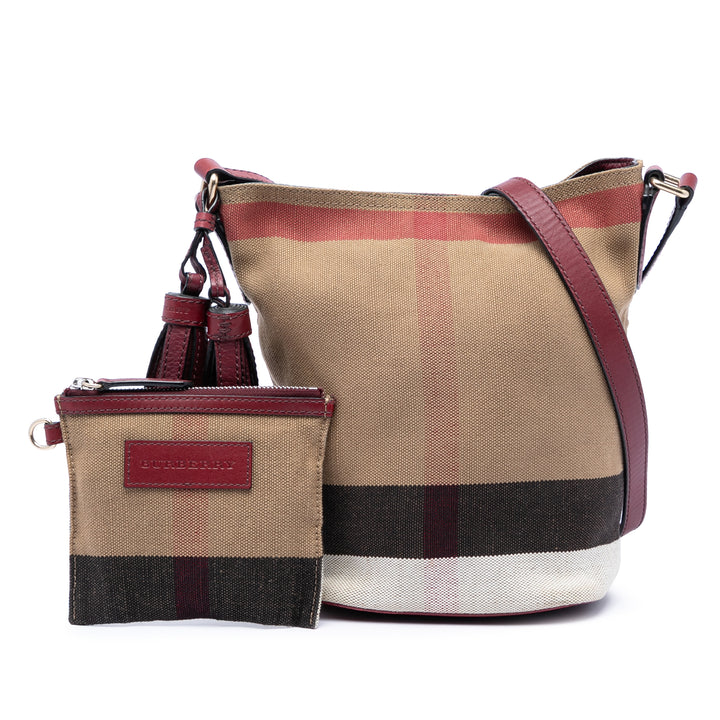 Mega Check Ashby Pompon Sac seau Mini Marron