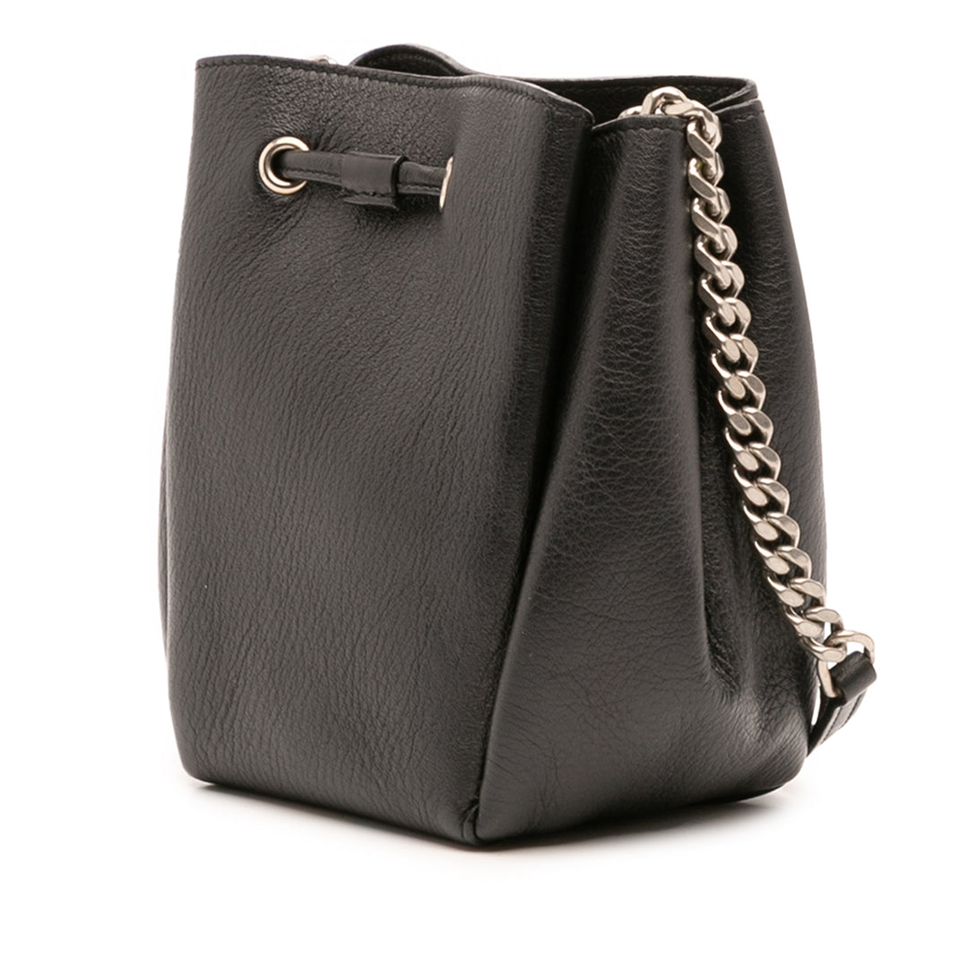 Saint Laurent Mini Cuir Monogram Embellished Bourse Bucket Bag Noir