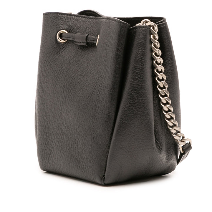 Saint Laurent Mini Cuir Monogram Embellished Bourse Bucket Bag Noir
