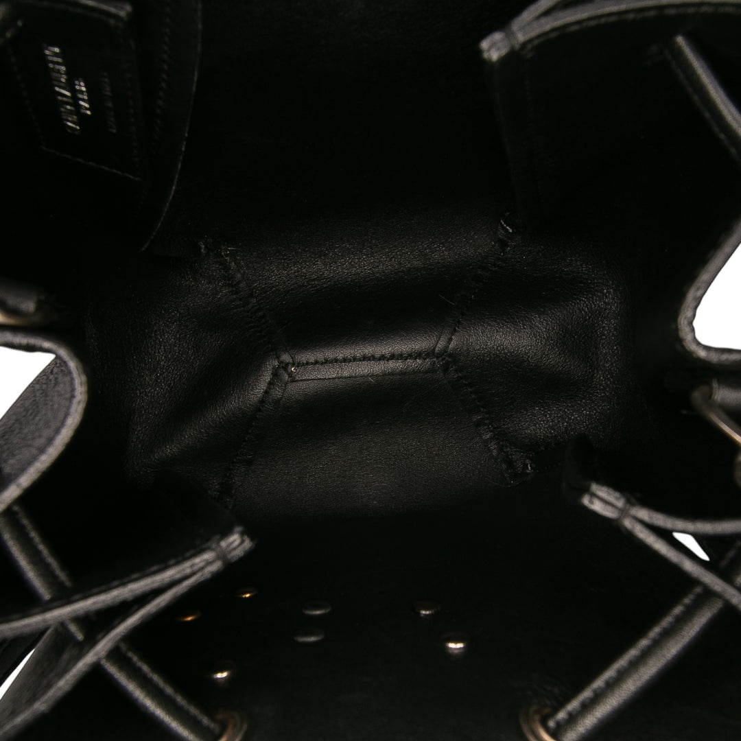 Saint Laurent Mini Cuir Monogram Embellished Bourse Bucket Bag Noir