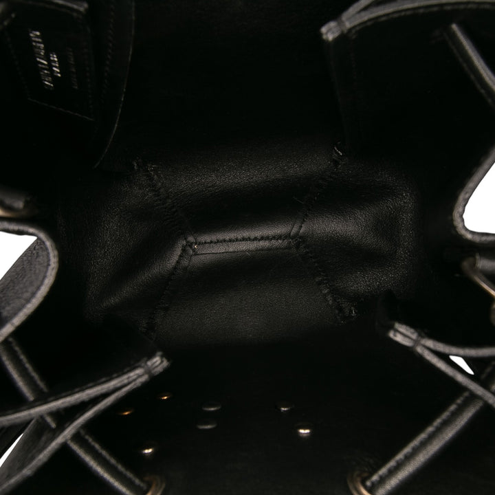 Saint Laurent Mini Cuir Monogram Embellished Bourse Bucket Bag Noir