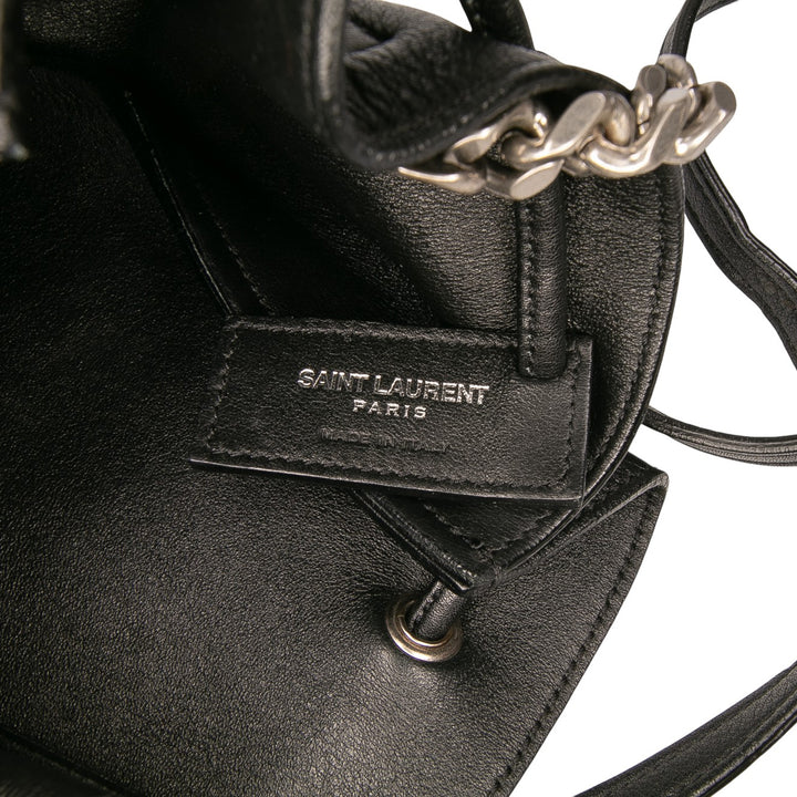 Saint Laurent Mini Cuir Monogram Embellished Bourse Bucket Bag Noir