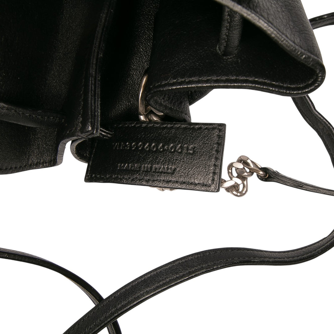 Saint Laurent Mini Cuir Monogram Embellished Bourse Bucket Bag Noir