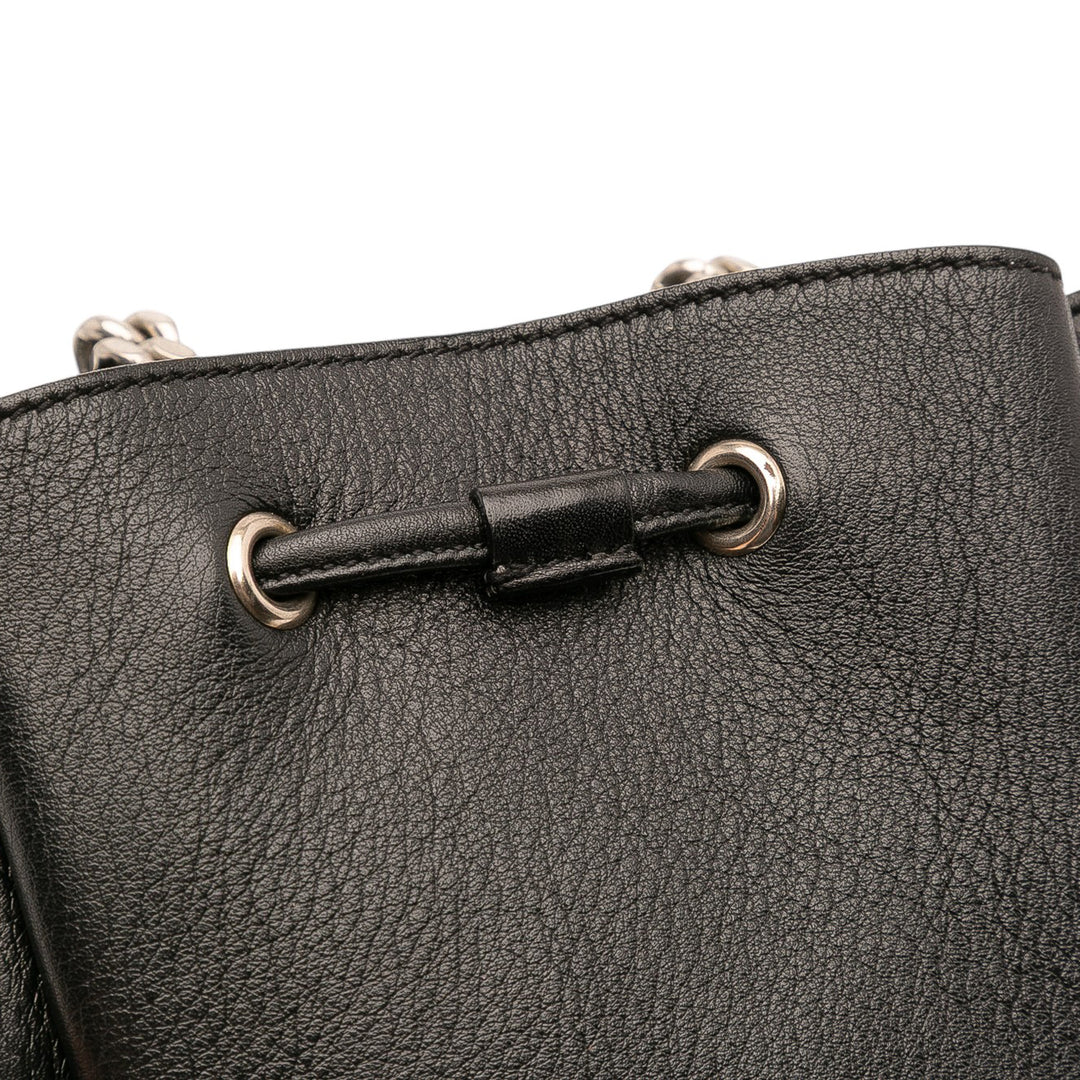 Saint Laurent Mini Cuir Monogram Embellished Bourse Bucket Bag Noir