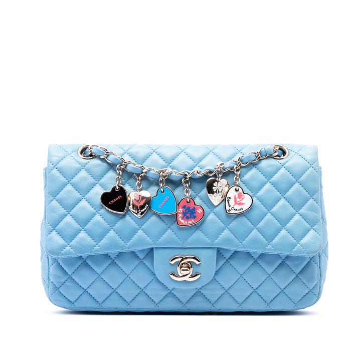 Chanel Medium Classic Cuir d’agneau Valentines Heart Charms Simple rabat