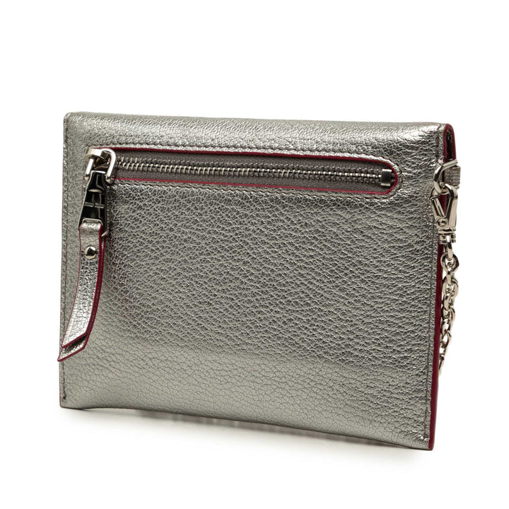 Métallisé Madras Forever Heart Enveloppe Chaîne Portefeuille Cuir de chèvre Argenté