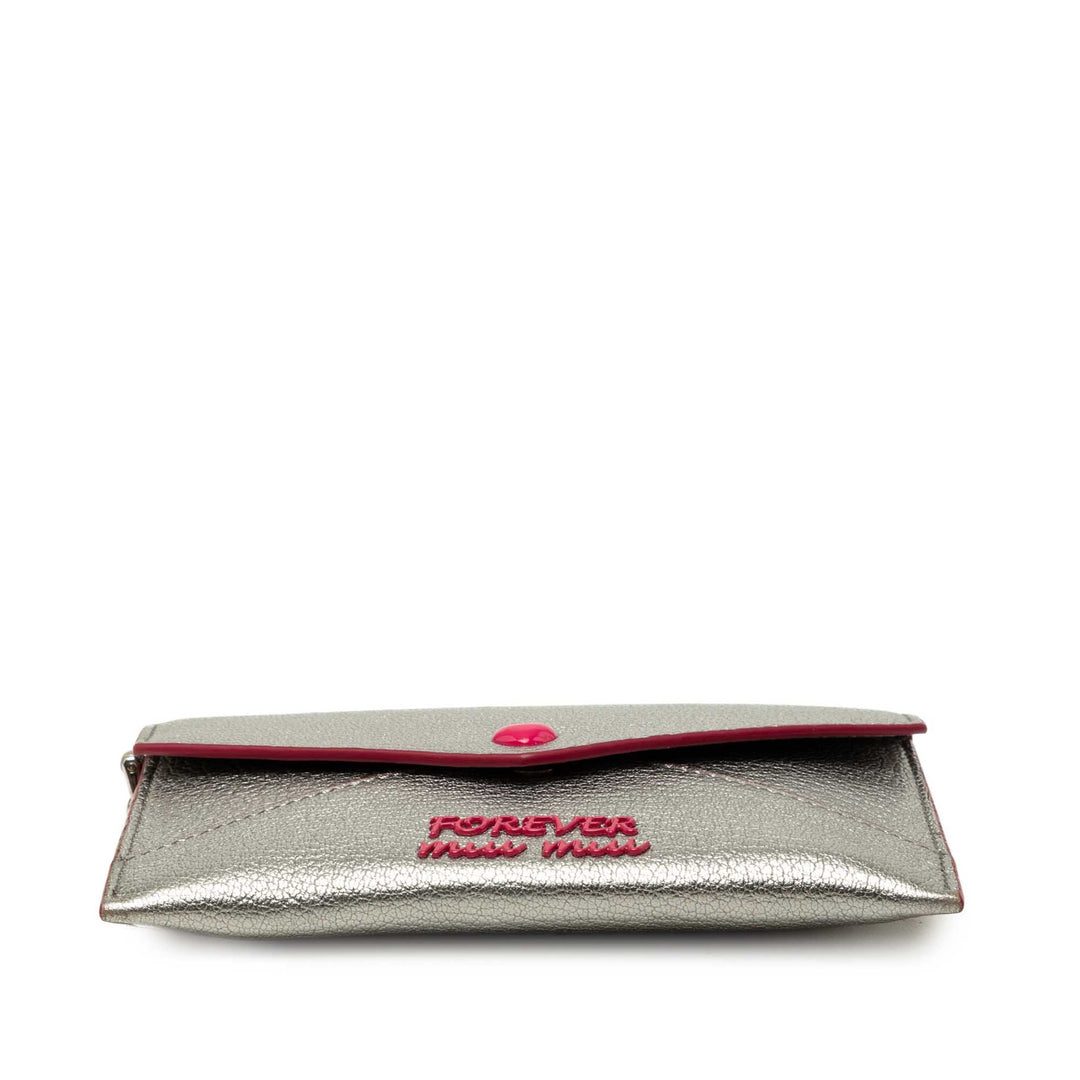 Métallisé Madras Forever Heart Enveloppe Chaîne Portefeuille Cuir de chèvre Argenté