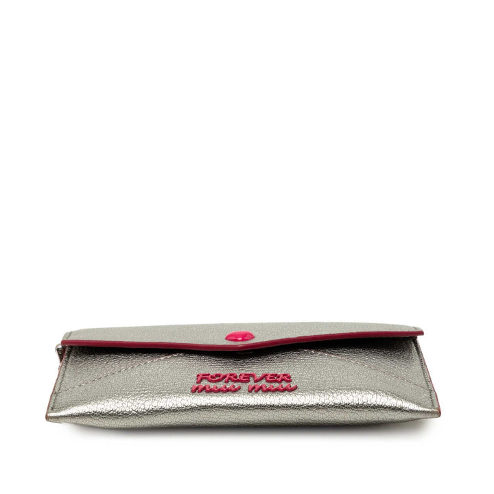 Métallisé Madras Forever Heart Enveloppe Chaîne Portefeuille Cuir de chèvre Argenté