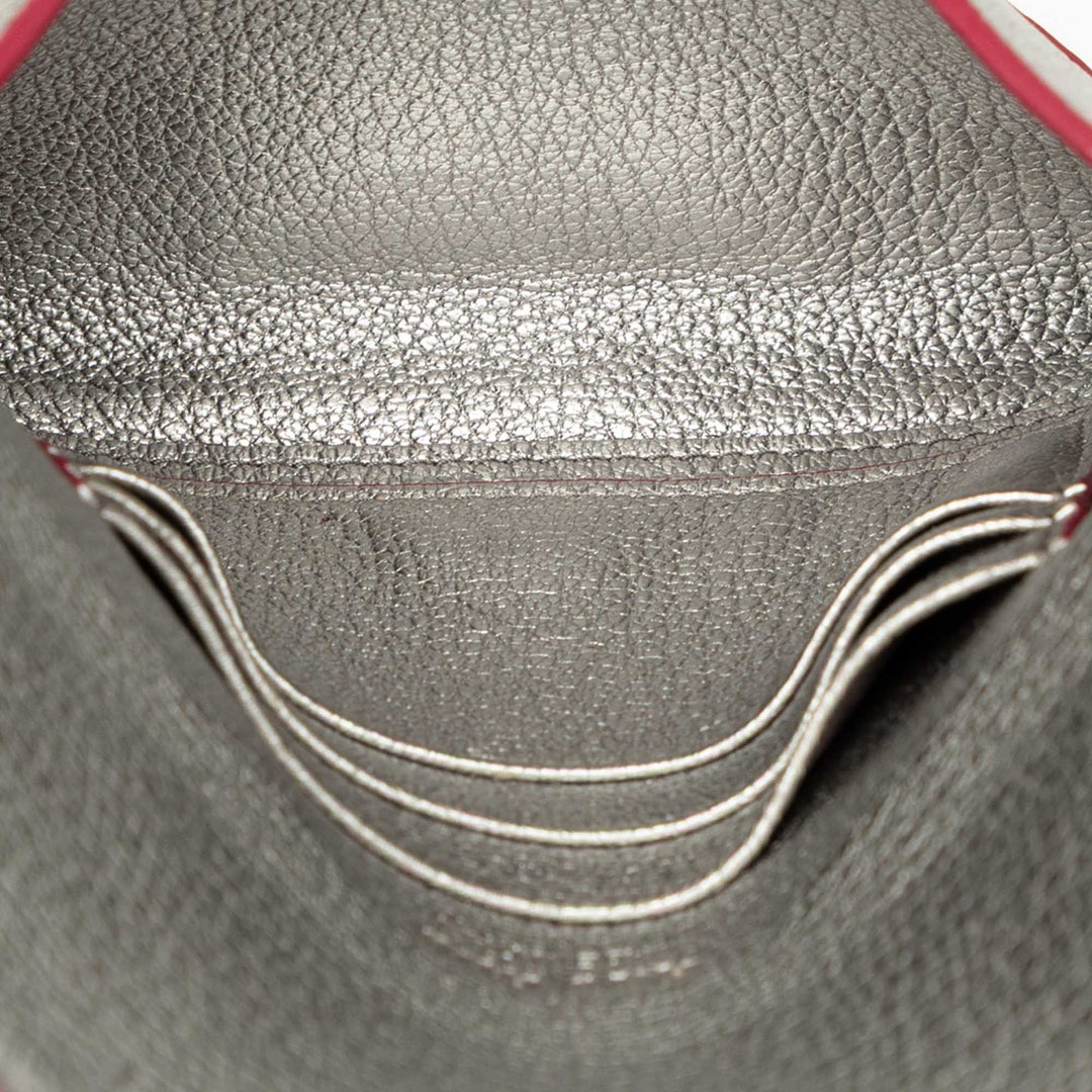 Métallisé Madras Forever Heart Enveloppe Chaîne Portefeuille Cuir de chèvre Argenté