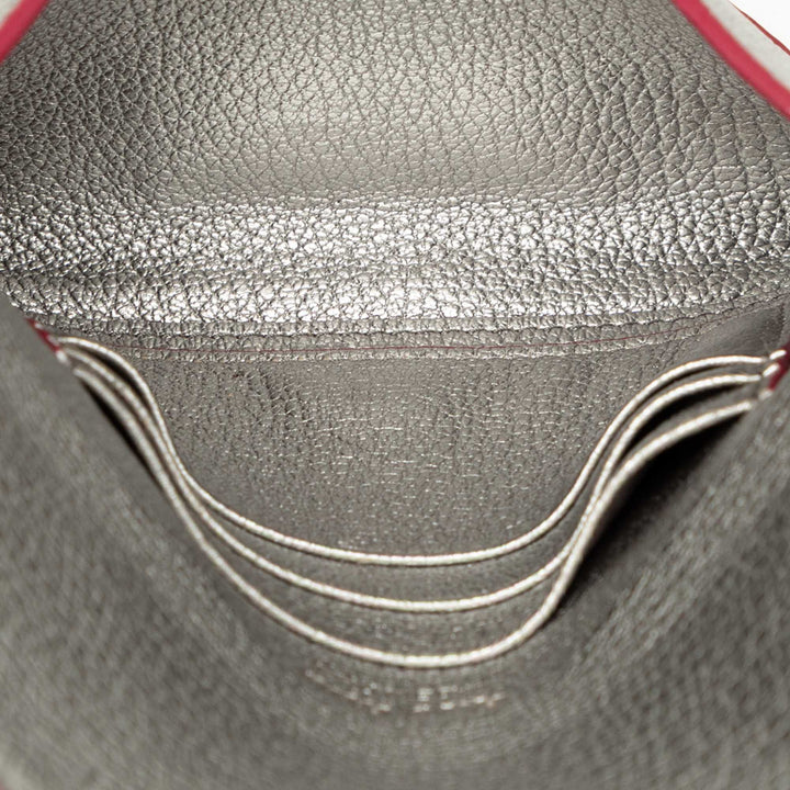 Métallisé Madras Forever Heart Enveloppe Chaîne Portefeuille Cuir de chèvre Argenté