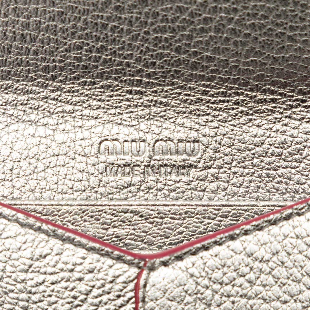 Métallisé Madras Forever Heart Enveloppe Chaîne Portefeuille Cuir de chèvre Argenté