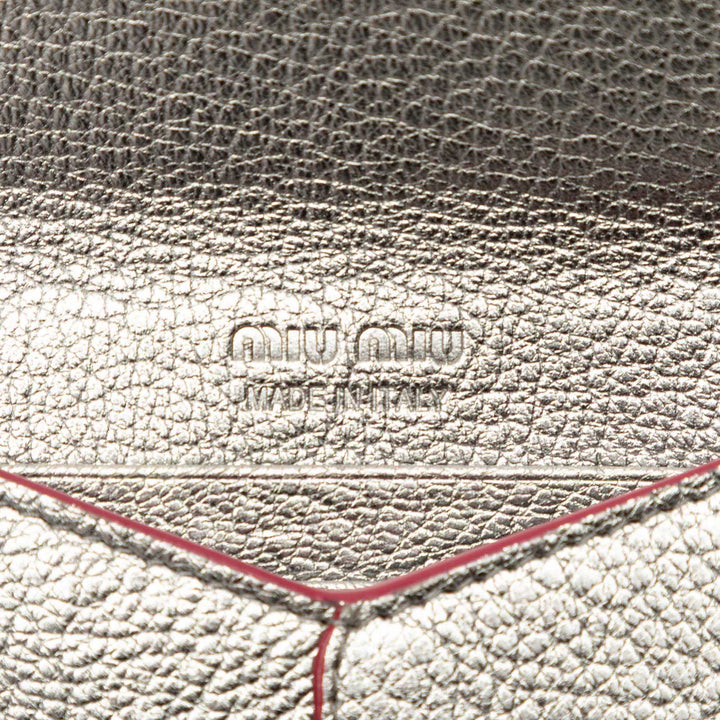 Métallisé Madras Forever Heart Enveloppe Chaîne Portefeuille Cuir de chèvre Argenté