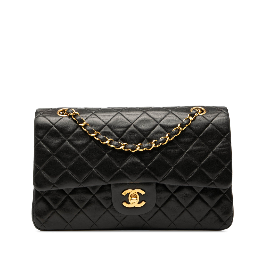 Chanel Medium Classic Cuir d’agneau Double rabat Noir – GABY PARIS Authentique