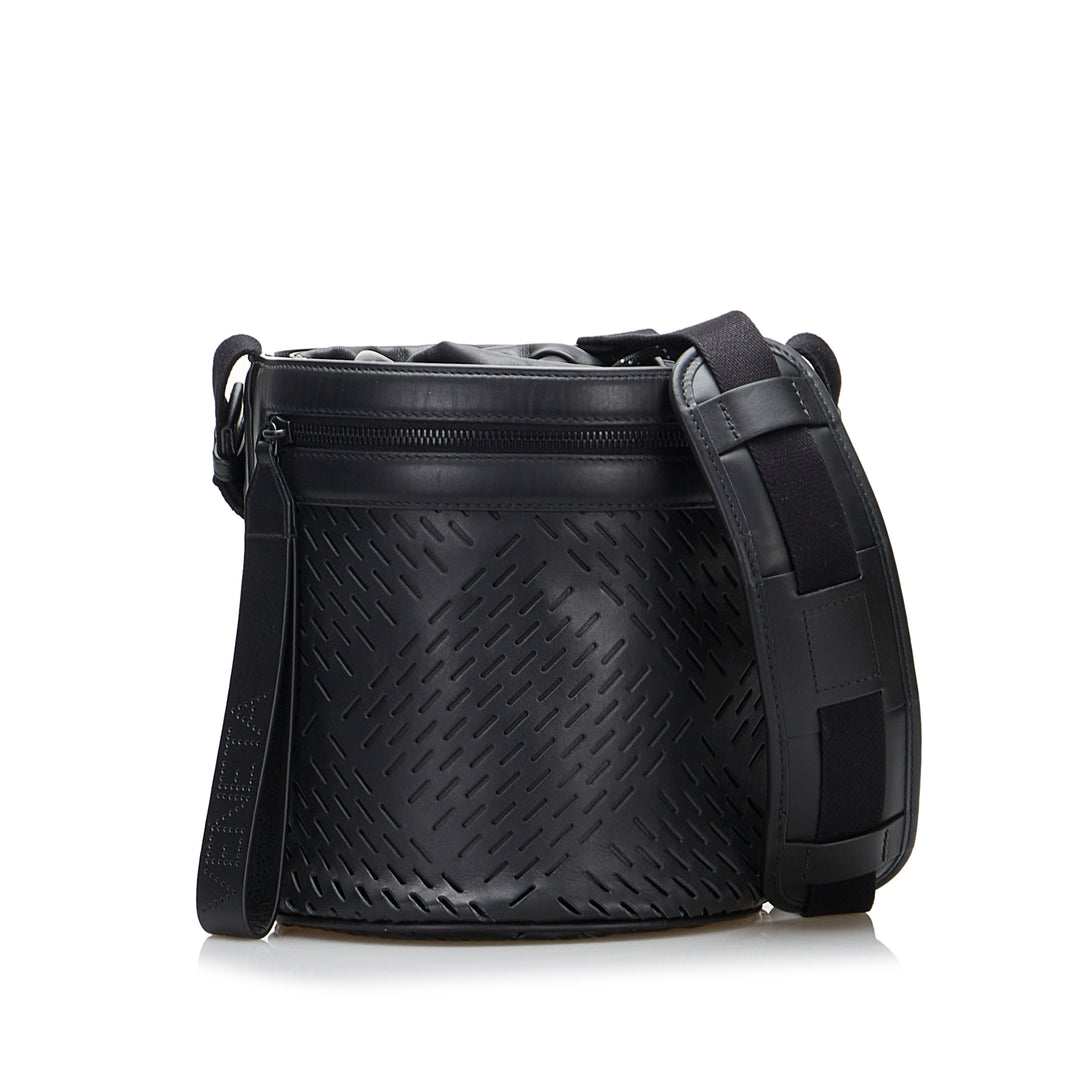 Perforated Leather Paper Bucket Bag Black - Gaby Paris