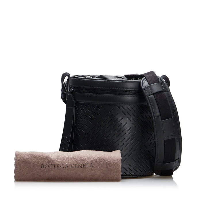 Perforated Leather Paper Bucket Bag Black - Gaby Paris