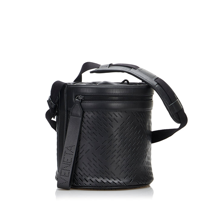 Perforated Leather Paper Bucket Bag Black - Gaby Paris