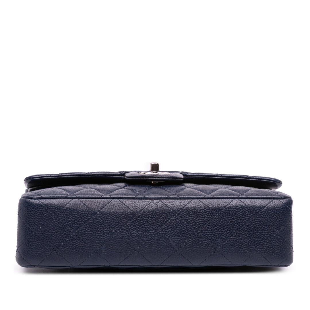 Chanel Medium Classic Caviar Double rabat Bleu